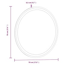 Кръгло LED стенно огледало за баня с USB захранване и периферна рамка, 70 см