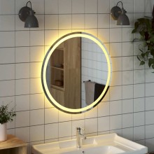 Кръгло LED стенно огледало за баня с USB захранване и периферна рамка, 70 см