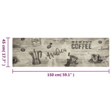 Кухненско килимче Coffee, сиво, 45x150 см, кадифе