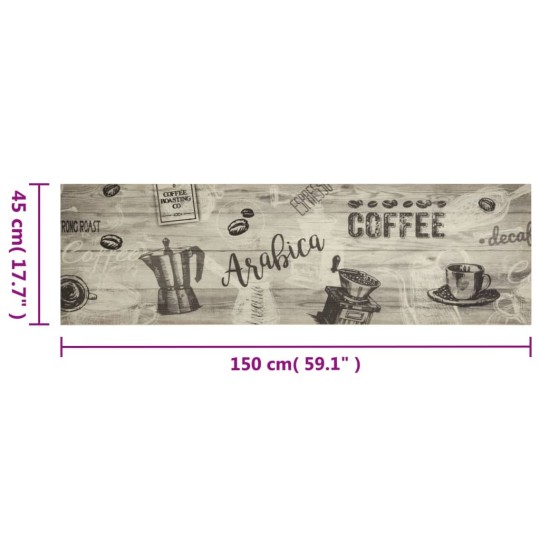 Кухненско килимче Coffee, сиво, 45x150 см, кадифе