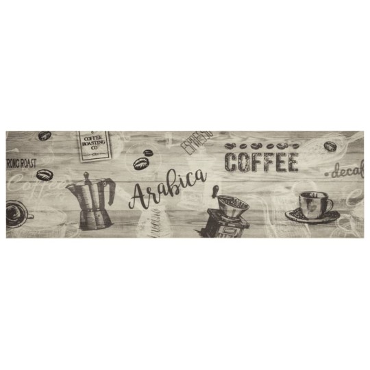 Кухненско килимче Coffee, сиво, 45x150 см, кадифе