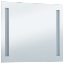 LED стенно огледало за баня с две вертикални матирани ленти, 100x60 см