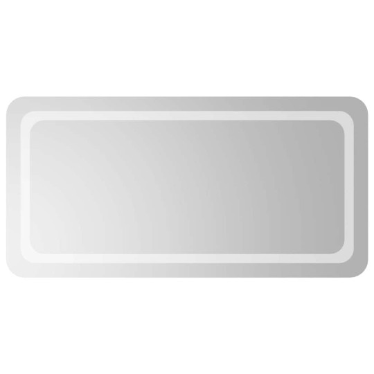 LED стенно огледало за баня с периферна рамка с омекотени ъгли и USB захранване, 100x50 см