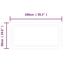 LED стенно огледало за баня с периферна рамка с омекотени ъгли и USB захранване, 100x50 см