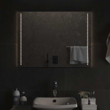 LED стенно огледало за баня с USB захранване и странично точково осветление, 80x60 см