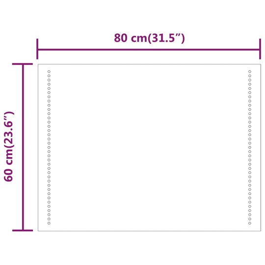 LED стенно огледало за баня с USB захранване и странично точково осветление, 80x60 см