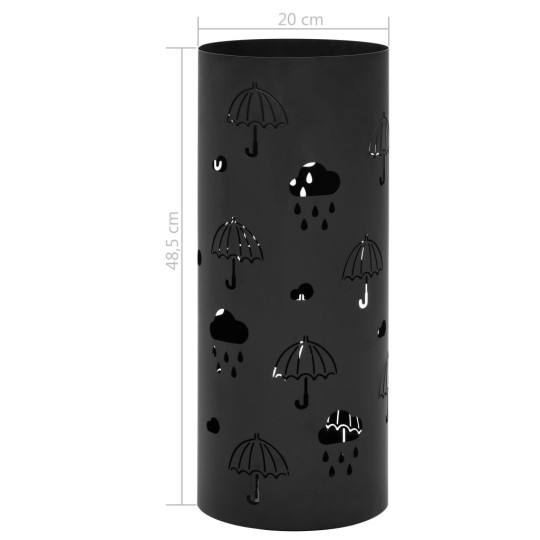 Метална поставка за чадъри RAIN, черна, ⌀ 20 см, височина 48,5 см