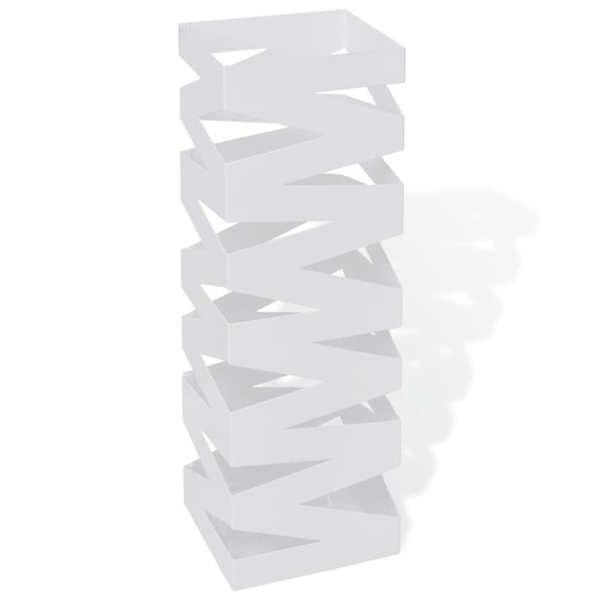 Метална поставка за чадъри ZIGZAG, бяла, 15,5 x 15,5 x 48,5 см