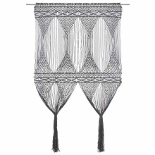 Памучно перде макраме в цвят антрацит за тръбен корниз, 140 x 240 см