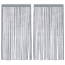 Пердета с ресни в цвят светлосив за тръбен корниз, 2 бр., 140 x 250 см
