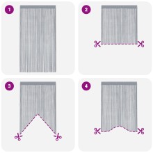 Пердета с ресни в цвят светлосив за тръбен корниз, 2 бр., 140 x 250 см