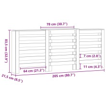 Разтегателна декоративна решетка за радиатор ALVERO, черен, 156-205x21,5x83,5 см