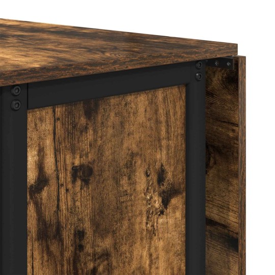 Сгъваема трапезна маса в стил Boho, ЛПДЧ състарено старо дърво на колелца, 130 x 80 см