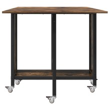 Сгъваема трапезна маса в стил Boho, ЛПДЧ състарено старо дърво на колелца, 130 x 80 см