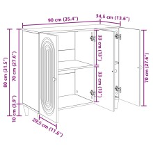 Шкаф ARCO с 3 врати и фрезовани фронтове, дъб артизан, 89 x 34,5 x 80 см