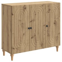 Шкаф ARCO с 3 врати и фрезовани фронтове, дъб артизан, 89 x 34,5 x 80 см