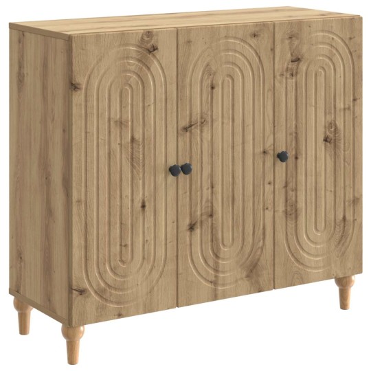 Шкаф ARCO с 3 врати и фрезовани фронтове, дъб артизан, 89 x 34,5 x 80 см