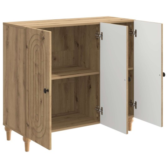 Шкаф ARCO с 3 врати и фрезовани фронтове, дъб артизан, 89 x 34,5 x 80 см