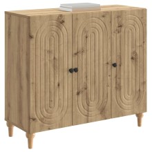 Шкаф ARCO с 3 врати и фрезовани фронтове, дъб артизан, 89 x 34,5 x 80 см