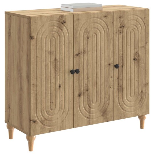Шкаф ARCO с 3 врати и фрезовани фронтове, дъб артизан, 89 x 34,5 x 80 см