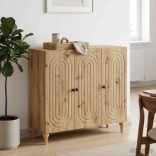 Шкаф ARCO с 3 врати и фрезовани фронтове, дъб артизан, 89 x 34,5 x 80 см