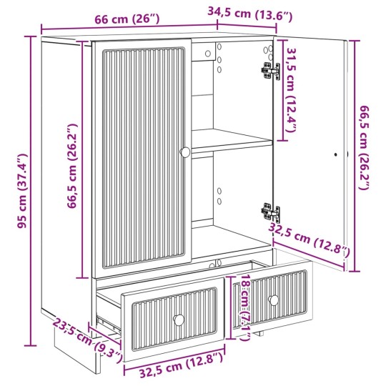 Шкаф LINEA с 2 врати и 2 чекмеджета, дъб сонома, 66 x 34,5 x 95 см