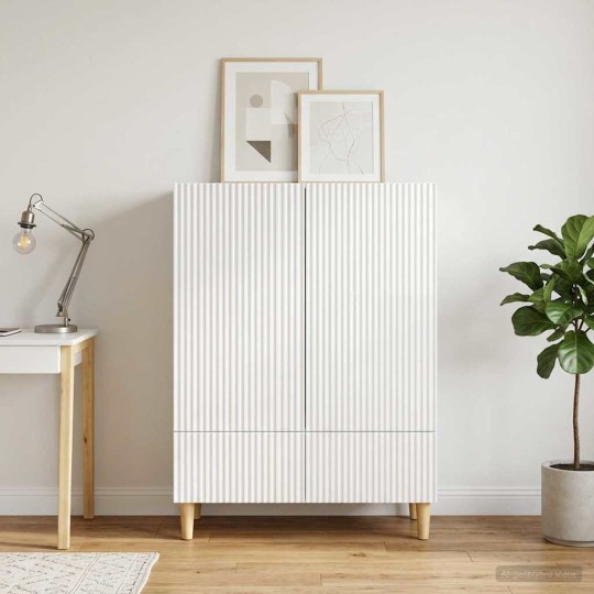 Шкаф LINEA с 2 врати и долно чекмедже, бял гланц, 66 x 34,5 x 95 см