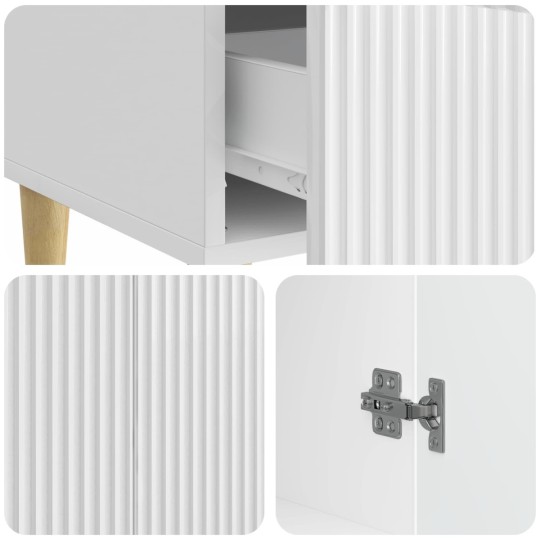 Шкаф LINEA с 2 врати и долно чекмедже, бял гланц, 66 x 34,5 x 95 см