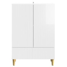 Шкаф LINEA с 2 врати и долно чекмедже, бял гланц, 66 x 34,5 x 95 см