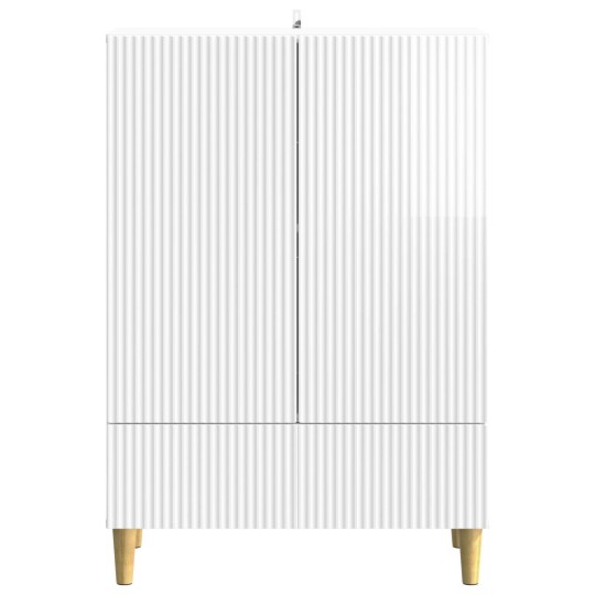 Шкаф LINEA с 2 врати и долно чекмедже, бял гланц, 66 x 34,5 x 95 см