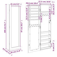Стенен огледален шкаф за бижута и козметика с кадифена подплата сонома 30 x 106 см