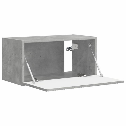 Стенен ТВ шкаф LINEA с вертикално фрезован фронт, бетонно сив, 60 x 31 x 29,5 см