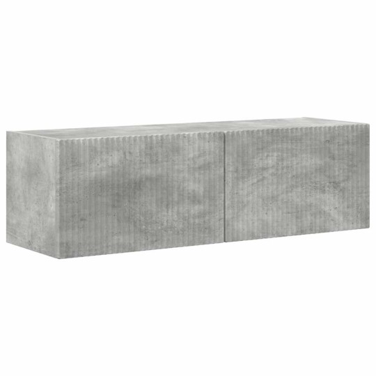 Стенен ТВ шкаф LINEA с вертикално фрезован фронт, бетонно сив, 98 x 31 x 29,5 см