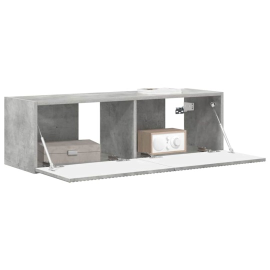 Стенен ТВ шкаф LINEA с вертикално фрезован фронт, бетонно сив, 98 x 31 x 29,5 см