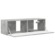 Стенен ТВ шкаф LINEA с вертикално фрезован фронт, бетонно сив, 98 x 31 x 29,5 см