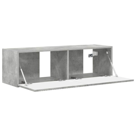 Стенен ТВ шкаф LINEA с вертикално фрезован фронт, бетонно сив, 98 x 31 x 29,5 см