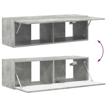 Стенен ТВ шкаф LINEA с вертикално фрезован фронт, бетонно сив, 98 x 31 x 29,5 см