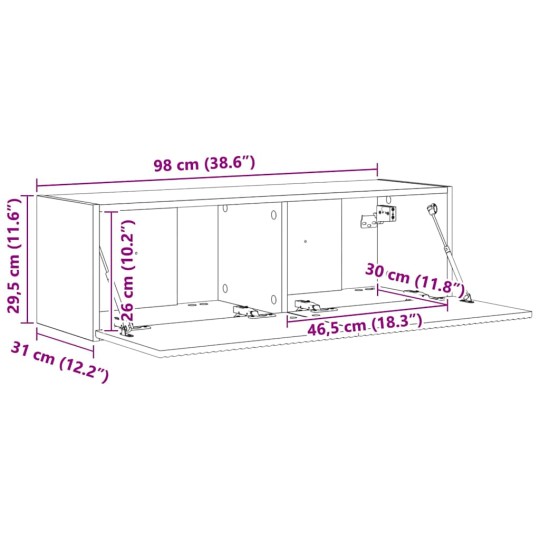 Стенен ТВ шкаф LINEA с вертикално фрезован фронт, бял, 98 x 31 x 29,5 см