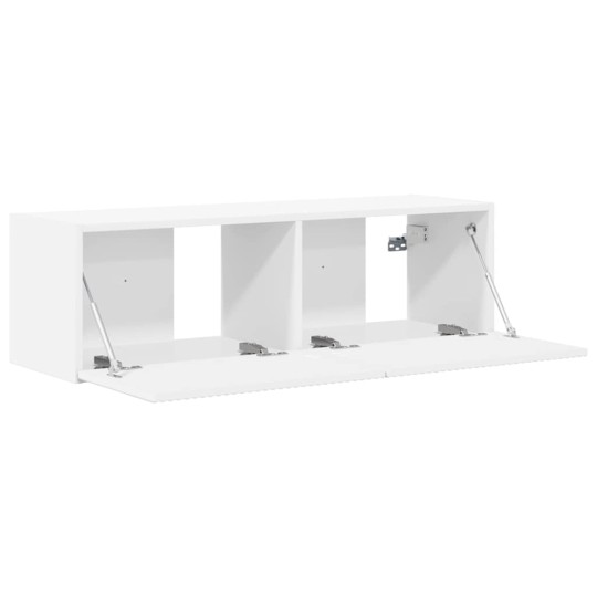 Стенен ТВ шкаф LINEA с вертикално фрезован фронт, бял, 98 x 31 x 29,5 см