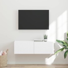 Стенен ТВ шкаф LINEA с вертикално фрезован фронт, бял, 98 x 31 x 29,5 см