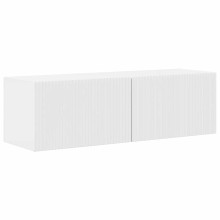 Стенен ТВ шкаф LINEA с вертикално фрезован фронт, бял гланц, 98 x 31 x 29,5 см
