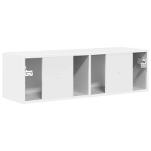 Стенен ТВ шкаф LINEA с вертикално фрезован фронт, бял гланц, 98 x 31 x 29,5 см