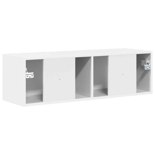 Стенен ТВ шкаф LINEA с вертикално фрезован фронт, бял гланц, 98 x 31 x 29,5 см