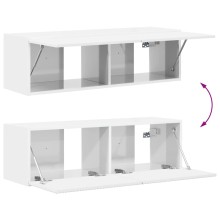 Стенен ТВ шкаф LINEA с вертикално фрезован фронт, бял гланц, 98 x 31 x 29,5 см