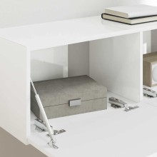 Стенен ТВ шкаф LINEA с вертикално фрезован фронт, бял гланц, 98 x 31 x 29,5 см