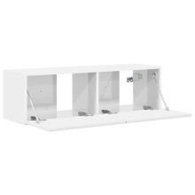 Стенен ТВ шкаф LINEA с вертикално фрезован фронт, бял гланц, 98 x 31 x 29,5 см