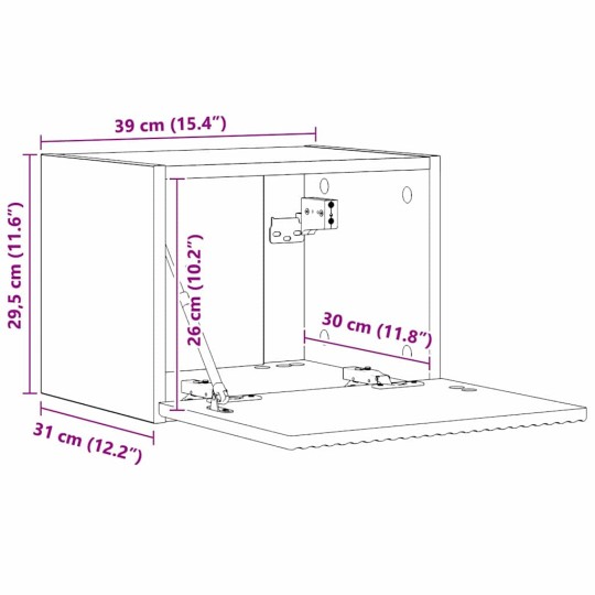 Стенен ТВ шкаф LINEA с вертикално фрезован фронт, дъб сонома, 39 x 31 x 29,5 см