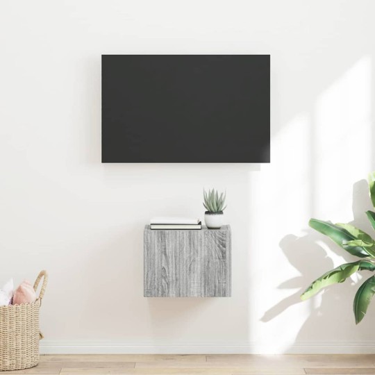 Стенен ТВ шкаф LINEA с вертикално фрезован фронт, сив дъб сонома, 39 x 31 x 29,5 см