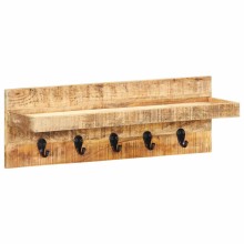 Стенна закачалка, масивна необработена мангова дървесина, 60 x 15 x 20 см