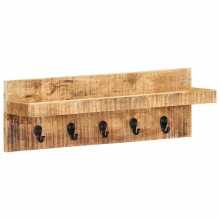 Стенна закачалка, масивна необработена мангова дървесина, 60 x 15 x 20 см